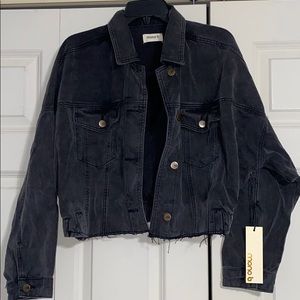 Cropped Black Denim Jean Jacket